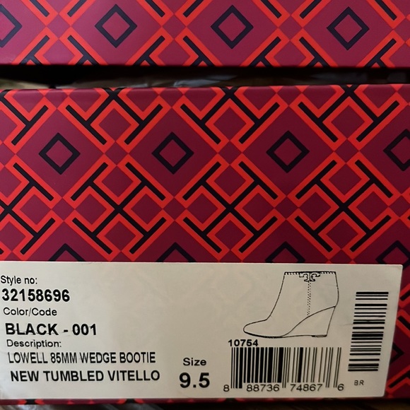 NIB Tory Burch Black Lowell Wedge Bootie size 9.5 - Picture 7 of 7